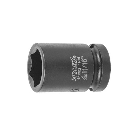 Holex Impact Socket, 1/2 inch Drive, 6 pt, 11/16 inch 651002 11/16